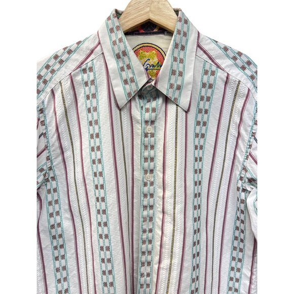 Robert Grahm Striped Multicolor Button Down with Contrasting Cuffs - Picture 3 of 10